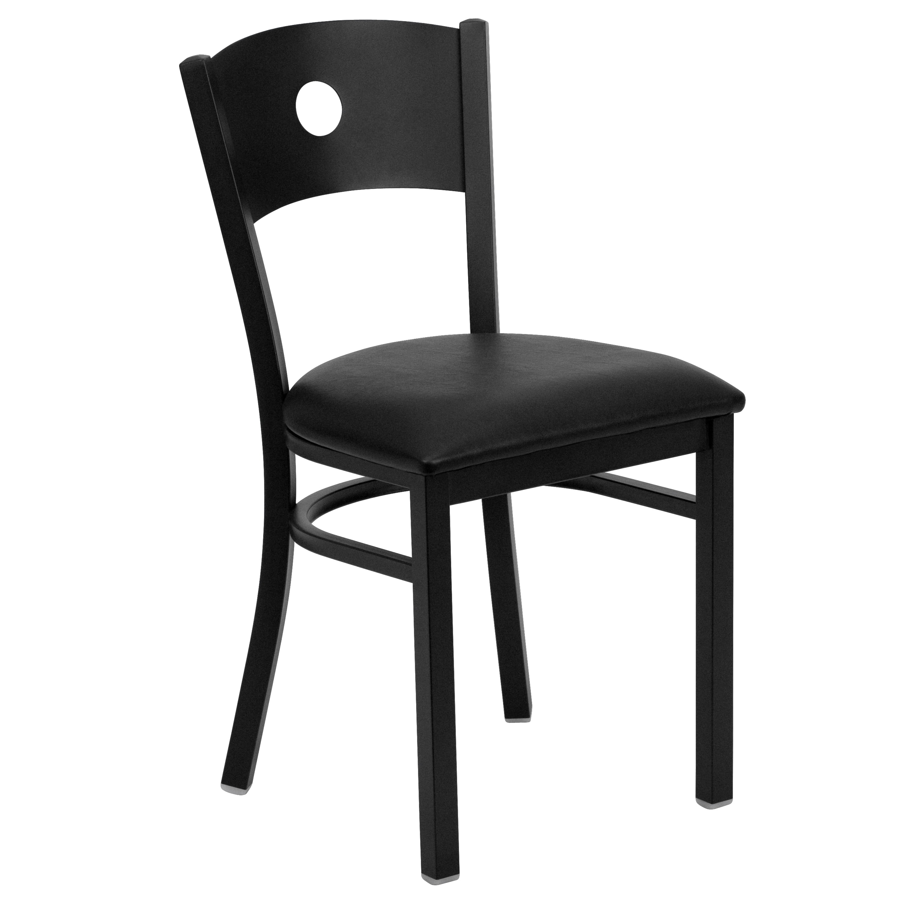 Flash Furniture 2 Pk. HERCULES Series Black Circle Back Metal Restaurant Chair - Black Vinyl Seat