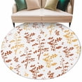 thumbnail image 6 of Orange Botanical Round Rug 7ft Washable Circle Rugs Non Slip Watercolor Spring Floral Summer Leaf Large Area Rug Indoor Floor Carpet for Bedroom Kitchen Living Room Home Office Dining Room Nursery, 6 of 8