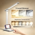 thumbnail image 4 of LED Desk Lamp Touch Control Metal Desk Light 3 Color Modes 5 Brightness Levels Dimmable Home Office Desktop Lamp for Reading, Studying, Nail, College Dorm, Silver, 4 of 8