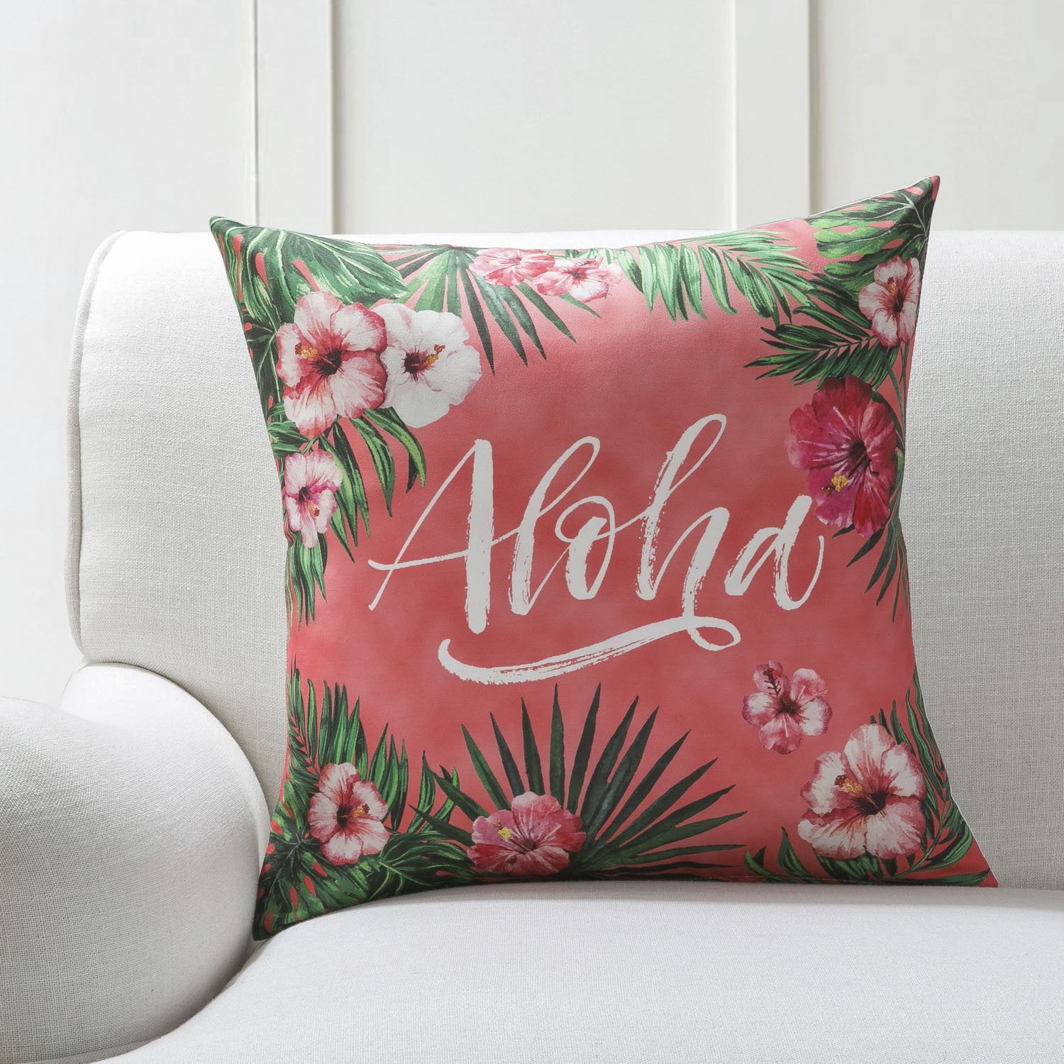 Phantoscope Tropical Series Decorative Throw Pillow Cover, 18" x 18”, Flamingo Cactus, 4 Pack