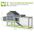 thumbnail image 6 of 80" Outdoor Wood Chicken Coop, 2-Tier Hen House with Openable PVC Roof & Planter Box, Nesting Box, Run, and Easy-Clean Tray, Backyard Patio Poultry Habitat, Gray, 6 of 11