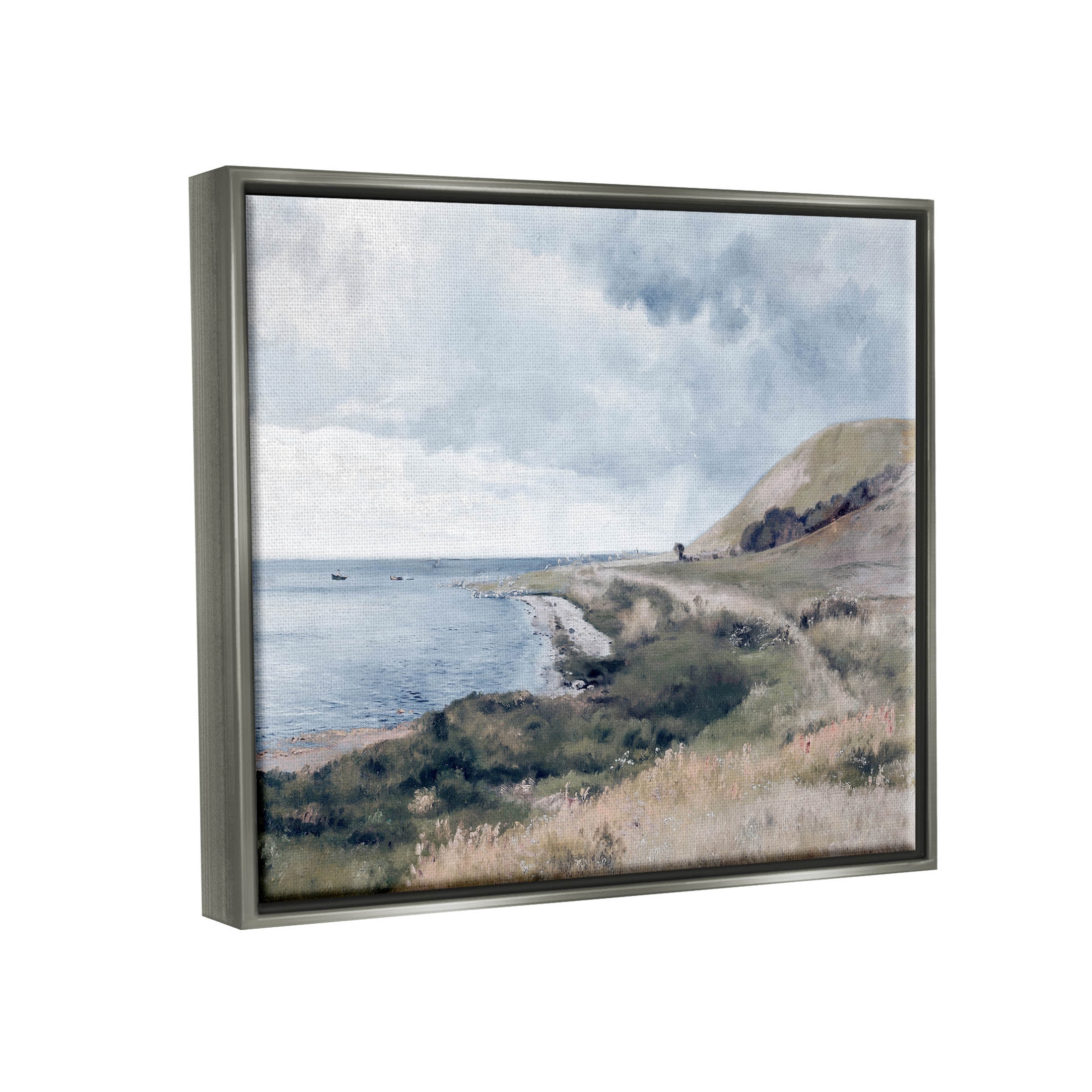 Seaside Cliffs Ocean Scenery Landscape Graphic Art Luster Gray Framed Art Print Wall Art