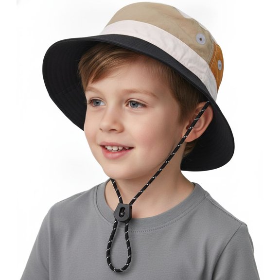 Outdoor Kids Sun Hat Quick Dry Bucket Hat, Patchwork Multi-Color for Boys & Girls 8-15 Years, UPF 50 Summer Beach Hats