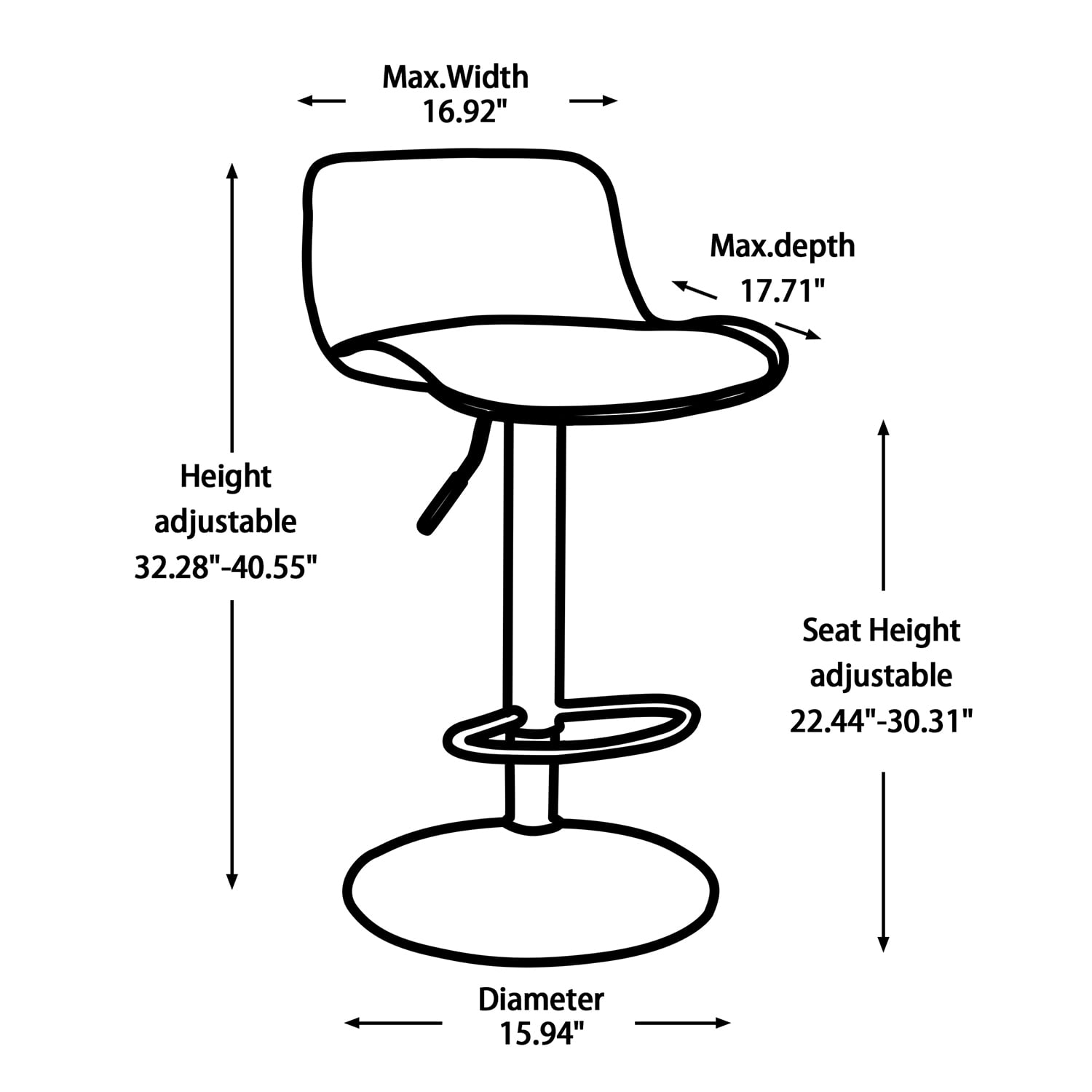 Veryke Armless Kitchen Counter Height Bar Chairs Set of 2, Upholstered Adjustable Dining Stools - White