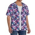 thumbnail image 3 of Disketp Men's Hawaiian Skull Flower Blue Print Shirts Button Down Holiday Beach Shirts-Medium, 3 of 5