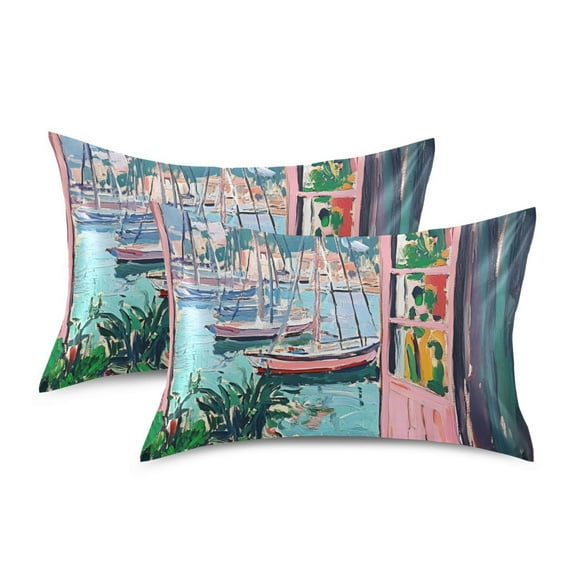 Yayeee Pillowcase Standard Size Set of 2 Satin Wrinkle Resistant Pillow Case, Pink Door