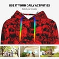 thumbnail image 4 of Uemuo Red Skulls 3 Pattern Women's Hoodie with Eye-catching Drawstrings- Casual Pullover Hoodie with Kangaroo Pocket, Stylish Hooded Sweatshirt-Medium, 4 of 7