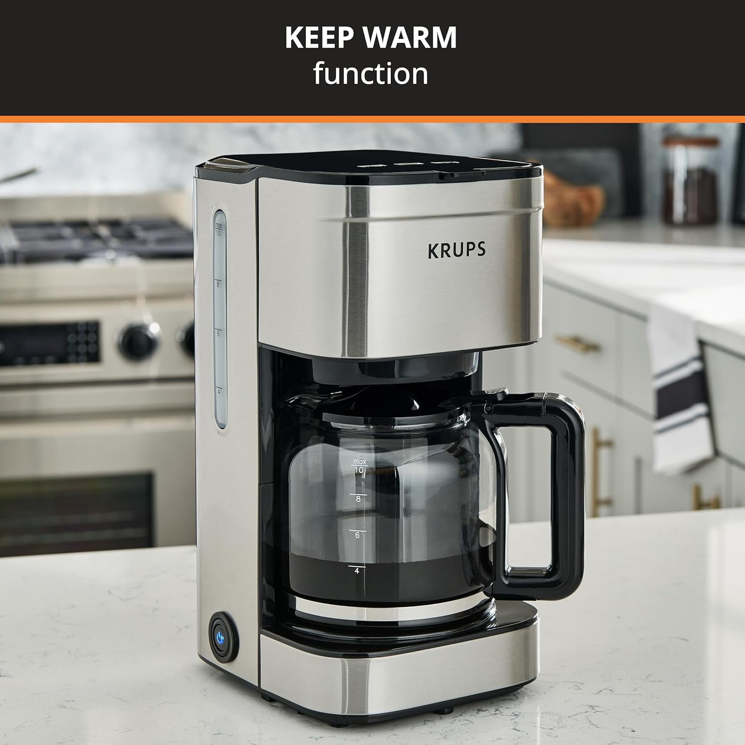 Coffee Maker 10 Cups Simply Brew Stainless Steel Drip Coffee Maker, 900 Watts Coffee Filter, Drip Free, Dishwasher Safe Pot , Black & Silver