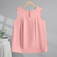 thumbnail image 5 of Dazajoo Linen Cotton Summer Tank Tops for Women Sleeveless Round Neck Shirts Solid Color Basic Vest Tee,Pink,XL, 5 of 6