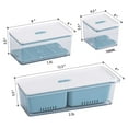 thumbnail image 2 of Lille Home Stackable Produce Saver, Organizer Bins/Storage Containers with Removable Drain Tray, Set of 3, for Refrigerators, Cabinets, Countertops and Pantry, BPA Free (Blue,Set of 3), 2 of 4