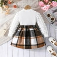 thumbnail image 4 of Staki Toddler Girls Outfits Girls Puff Sleeve Knit Ribbed Shirt Tops Skirt Set Kids Fall Winter Clothes Brown Toddler Dress(Brown,2-3 Years), 4 of 9