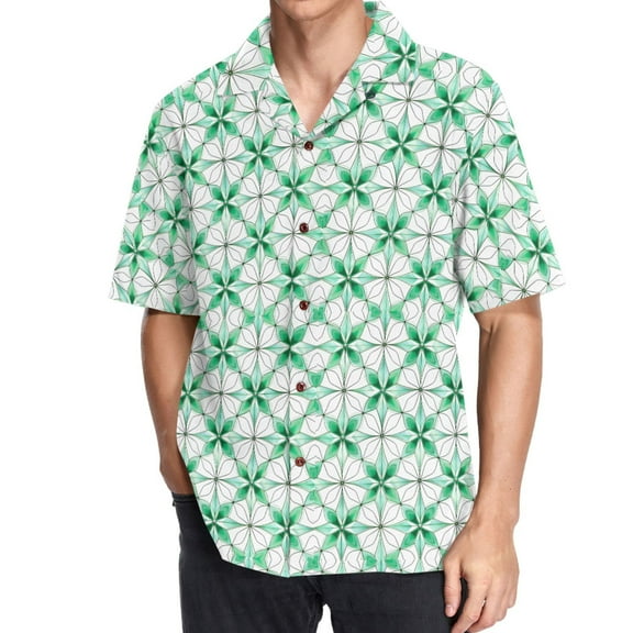 joogoo Men's Hawaiian Shirt St Patrick Artistic Clover Short Sleeve Casual Button Down Shirts M
