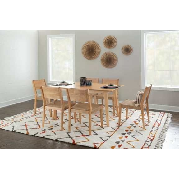 Holden Mid-Century Modern 7-Piece Dining Set, Natural