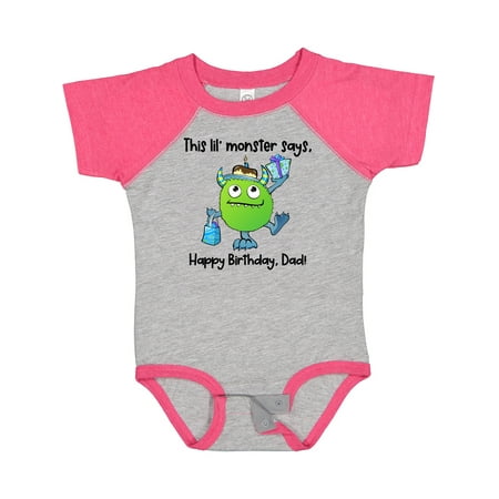

Inktastic This Lil Monster Says Happy Birthday Dad Gift Baby Boy or Baby Girl Bodysuit