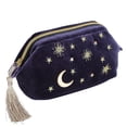 thumbnail image 1 of Bolsa de maquillaje para cosméticos SZZCX, terciopelo azul marino, estrellas lunares, 18 x 11 x 10 c, 1 of 6