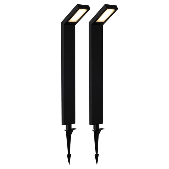 C Cattleya Low-voltage Black Aluminum LED Landscape Path Lights with Frosted Glass Shade(2-Pack)