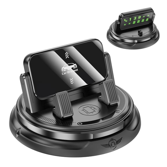 Elnone Dashboard Car Phone Holder with Temporary Parking Number Plate, 360 Degree Rotation
