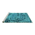 thumbnail image 2 of Ahgly Company Machine Washable Indoor Rectangle Abstract Turquoise Blue Modern Area Rugs, 2' x 4', 2 of 4