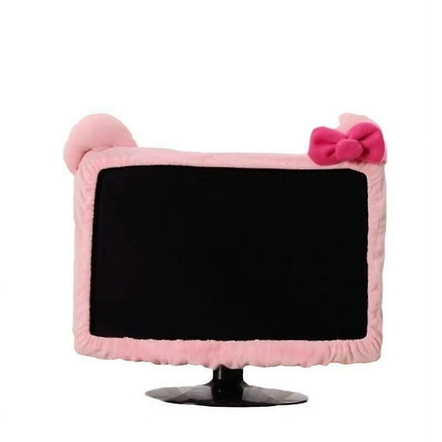 Lovely Cute Dustproof Computer Monitor Cover with Cat Ear Laptop TV LCD Screen Monitor Decoration Dust Cover Protector, Pink(22一27)