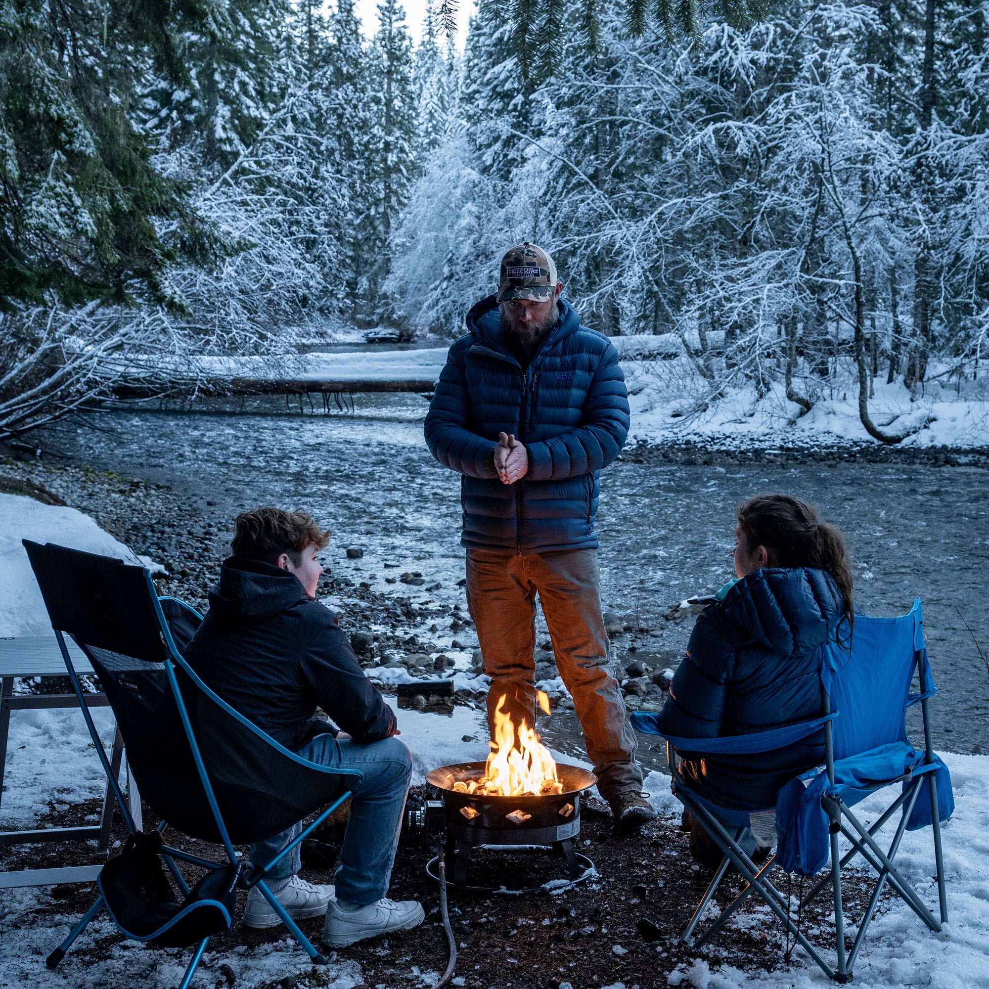 Flame King Portable Propane Fire Pit, 19 inch, Smokeless, Self-Igniting, 58,000 Btu