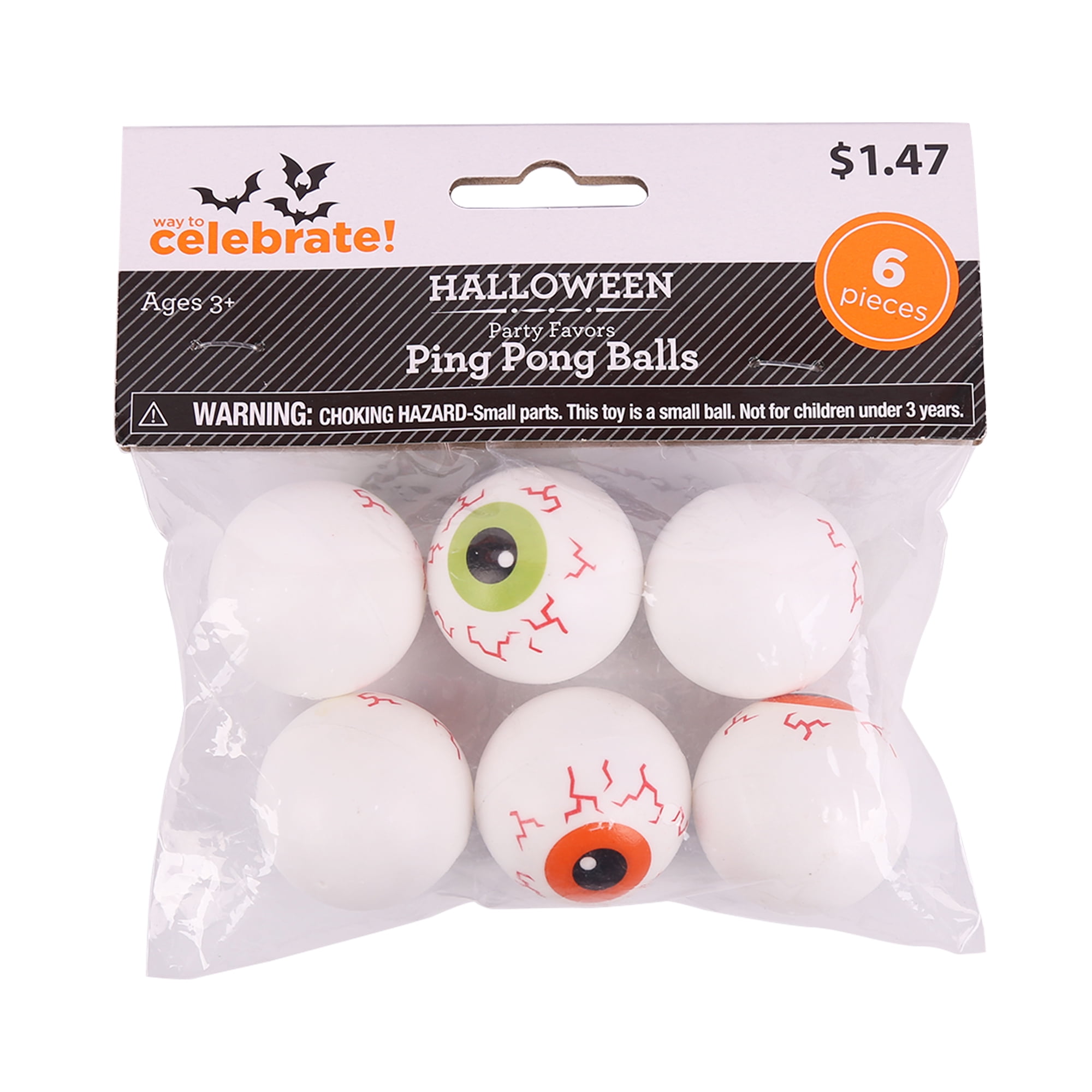 Way To Celebrate 6 Pingpong Balls Halloween Party Favors