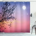 thumbnail image 1 of Ambesonne Night Shower Curtain, Dreamy Sky Spring Tree, 69"Wx75"L, Blue Pale Pink Black, 1 of 3