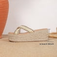 thumbnail image 5 of Rokment Boho Platform Espadrilles Slip on Dress Sandals for Women 2026 Beach Summer Crochet Straw Footbed Chunky High Heels Wedge Walking Slides Slippers Beige Size 6.5, 5 of 5