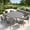 Gray Table-Gray Cushion, variant on VOXBIN 5 Pieces Outdoor Patio Dining Set, 41" Black Round Table and 4 Wicker Chairs with Soft Gray Cushions