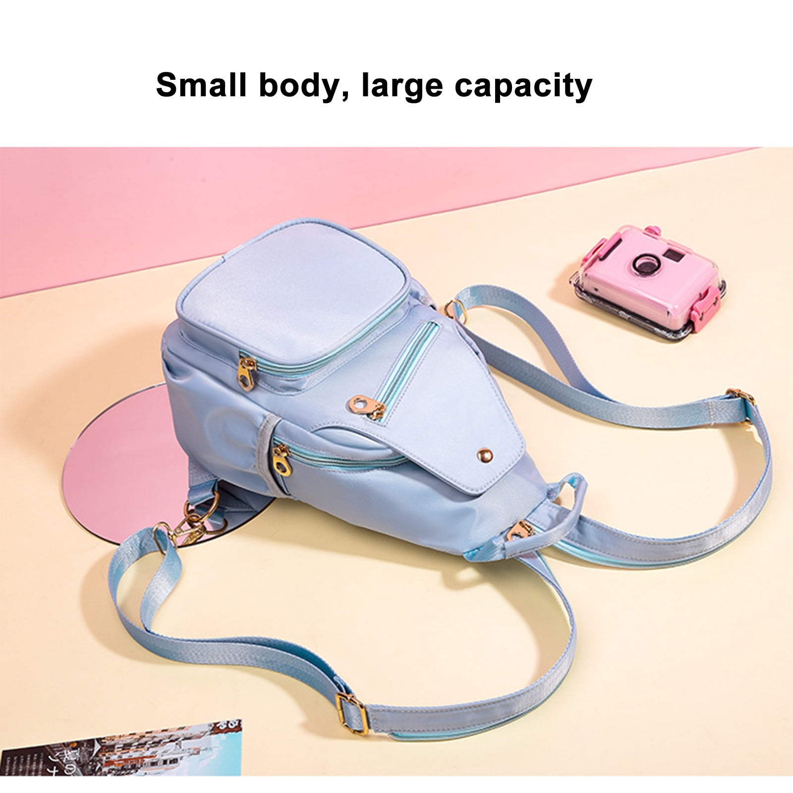 uublik Sling Bag for Women, Classic Basic Water Casual Daypack For Travel With Bottle Side Pockets Classic Basic Backpack For School Travel Work, Blue