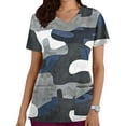 thumbnail image 2 of Ousvtion on Sale Scrubs Tops for Women - V-Neck Scrub Blouse Camouflage Shirts Short Sleeve Nurse Top with Pockets Soft Stretch T-shirt Clearance,02-Army Green,Medium, 2 of 5