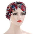 thumbnail image 5 of Dress Choice Womens Chemo Cancer Flower Print Head Hat Cap Ethnic Bohemia Pre-Tied Twisted Braid Hair Cover Wrap Turban Headwear for Daily Wear, 5 of 7