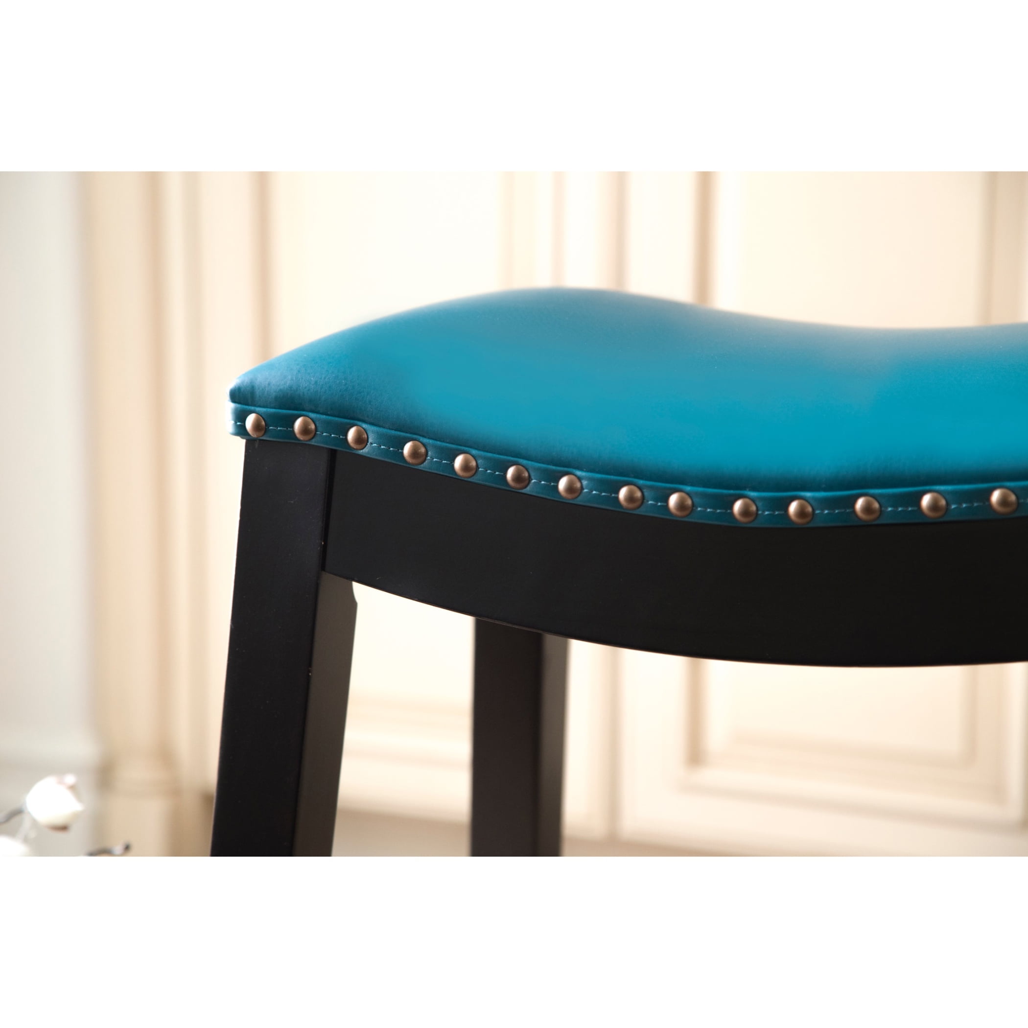 Devon & Claire Charlee Bonded Leather Saddle 26 in. Counter Stool, Teal