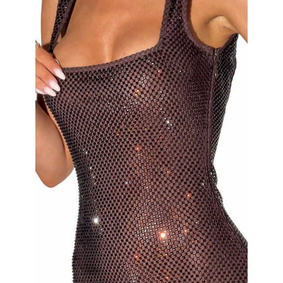 Sparkly Sequin Meramid Prom Dresses Spaghetti Straps Square Neck Tube Formal Evening Party Club Gowns Coffee Color L