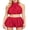 Red, variant on Womens Halter Neck Crop Top Mini Culottes Set - Lightweight Gauze Fabric Stylish Design, Perfect For Beach, Poolside, Or Casual Outings