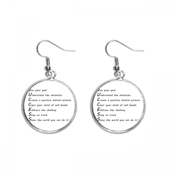 Embrace Challenges Do It Quote Ear Dangle Silver Drop Earring Jewelry Woman