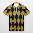 thumbnail image 3 of Black And Gold Harlequin Men Zipper T-shirt Summer Casual Short Sleeve T-shirt Top, 3 of 7