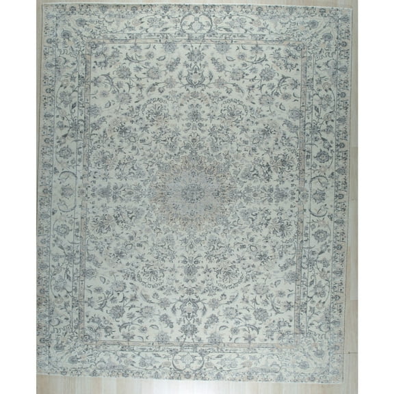 EORC QT2418BG4X6 Hand-Knotted Wool Wool and Viscose Kerman-Kashan-Isfahan Rug, 4' x 6', Beige  Area Rug