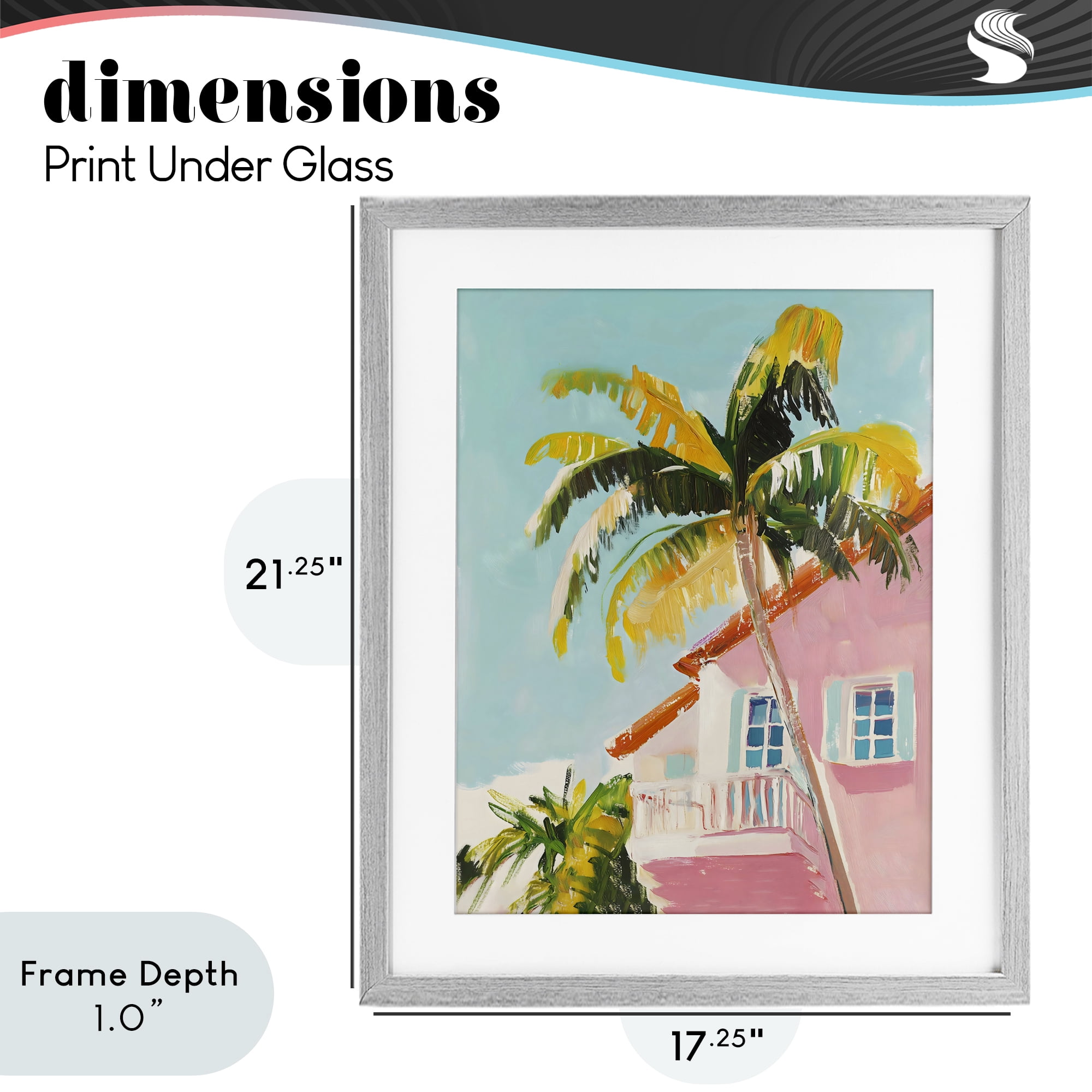 Stupell Industries Pink House Palm Tree Gray Framed Print Under Glass, design by The Prints Vibe
