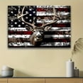 thumbnail image 7 of 2D Flat, 1pc Rustic American Flag & Deer Hunting Art Poster - Thick Wood Framed Waterproof Canvas Wall Decor, Patriotic Wildlife Stag (Male Deer) with Antlers - Farmhouse, for Cave, 7 of 7