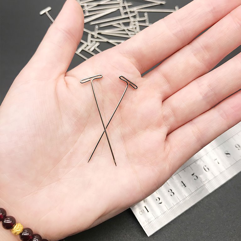 50pcs T-pins (32mm) For Wig On Foam Head Style T Pin Needle