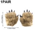 thumbnail image 2 of Yvsxxv Khaki Plush 3D Animal Paw Winter Warm Gloves Cute Handwear, 2 of 7