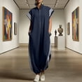 thumbnail image 2 of Jumpsuits for Women Workwear Romper Stripe Zipper Casual Stand Collar Short Sleeve Wide Leg Jumpsuit Loose Elastic Cuffed Jogger One Piece Jumpsuit, 2 of 6