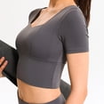 thumbnail image 4 of Joernso Yoga Tops Short Sleeve Breathable Nylon Bulid in Bra Workout Sport Shirts for Women, 4 of 8