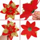 thumbnail image 3 of 20 flores artificiales de Navidad con clip, flores de Pascua navideñas con decoraciones en polvo de purpurina para guirnalda de árbol de Navidad, guirnalda de Navidad, decoración de interiores (oro r, 3 of 5