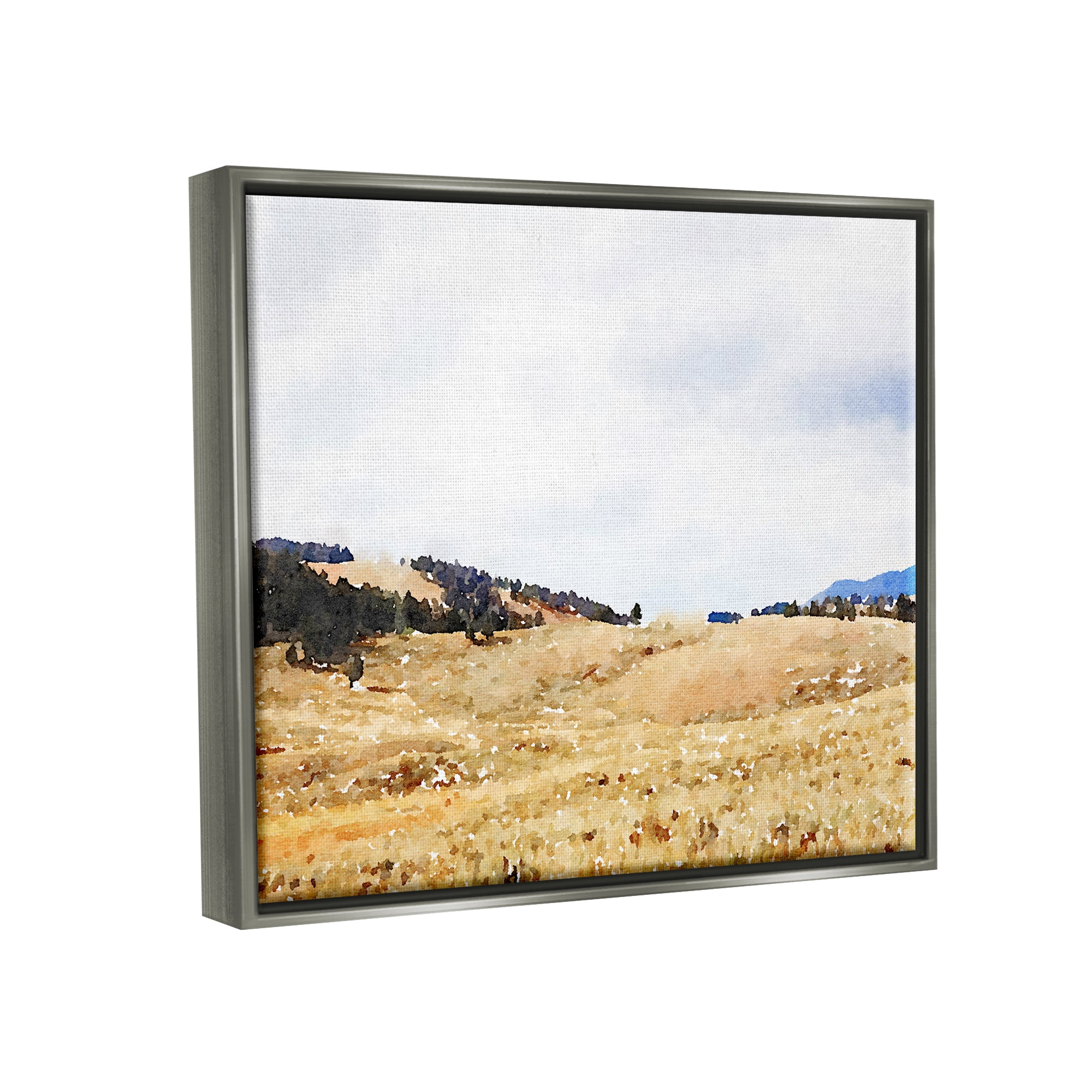 Stupell Montana Plains Rural Countryside Landscape Painting Gray Floater Framed Art Print Wall Art