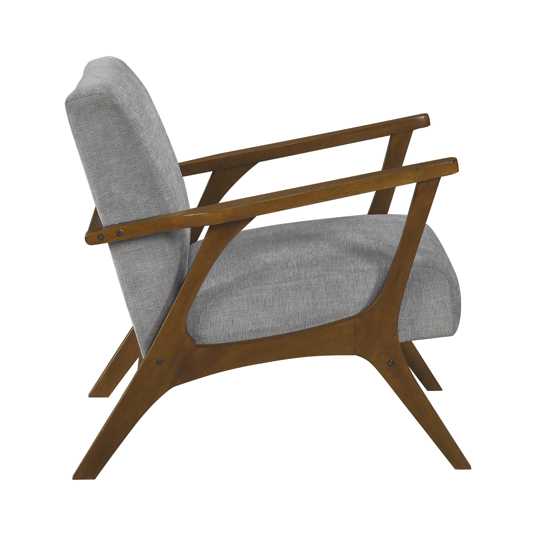 OakvillePark Everwyn Chenille Accent Chair, Gray/Chestnut Wood
