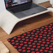 Rateoe Sexy Red Lips Kiss Print Mouse Pad - Extended Large Gaming Mousepad,Non-Slip Stitched Edge,16x29.5 Inch