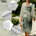 thumbnail image 5 of COEQINE Womens Beach Dress Midi Length V-Neck Wrap Long Sleeve Big Size Dress, Casual Flowy Linen-Like Loose Fit Sundress 2026 Summer Spring, Size L, Ink Lotus Pond, 5 of 6