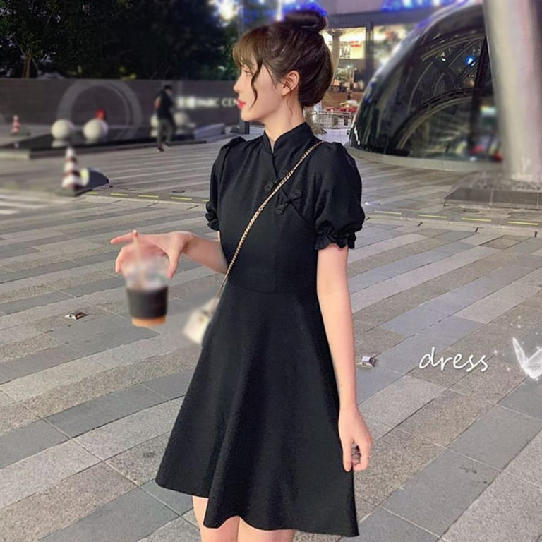 Mandarin collar mini dress 2025