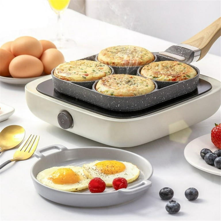 Medical Stone Breakfast Pan,Nonstick 4 Section Frying Pan And Egg Frying  Pan 4-Cup, Divided Frying Grill Pan for Egg, Bacon and Burgers, Suitable  for Gas Stove & Induction cooker (4-CUPS) 